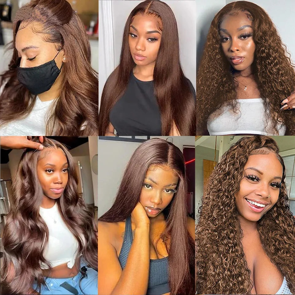 13x4 Chocolate Brown Lace Front Human Hair Wigs
