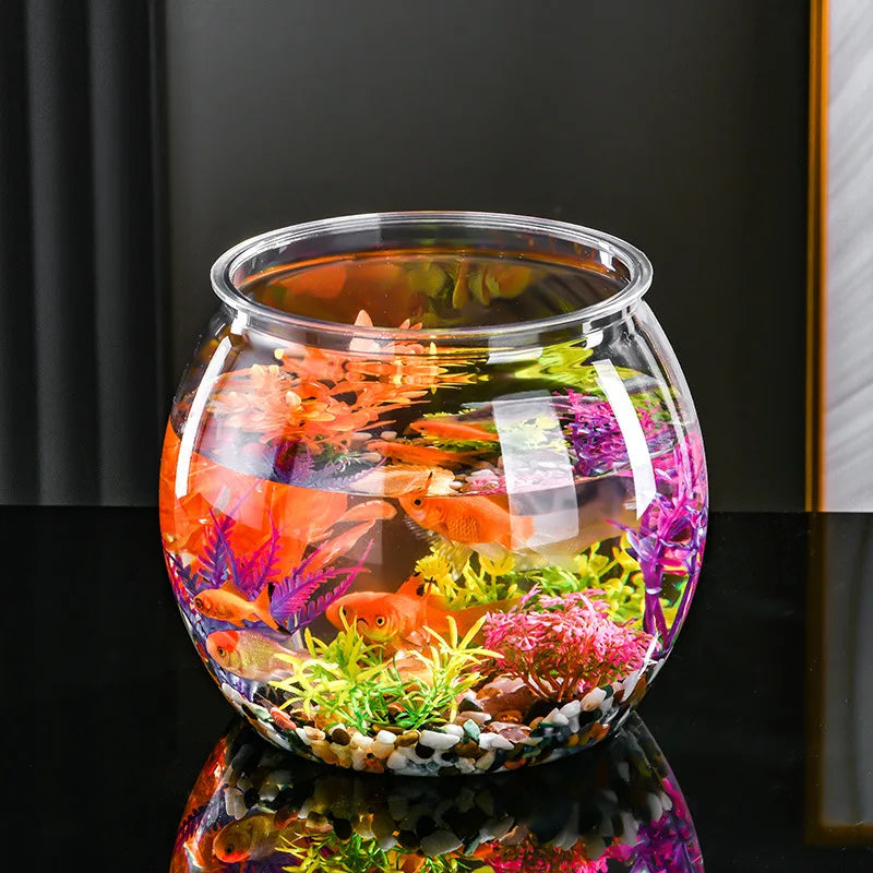 Plastic Transparent Fish Tank Aquariums Goldfish Bowl Round
