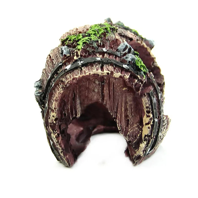 Aquarium Artificial Barrel Cave Resin Ornaments Decorations Landscaping