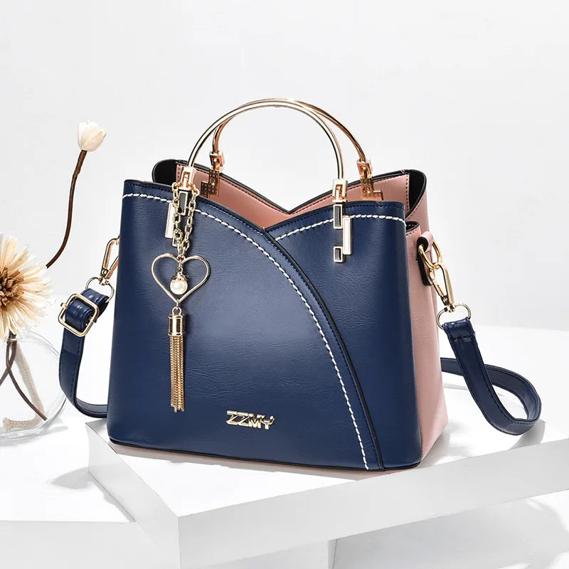 Newposs PU Leather Large Capacity Woman Handbag Grid