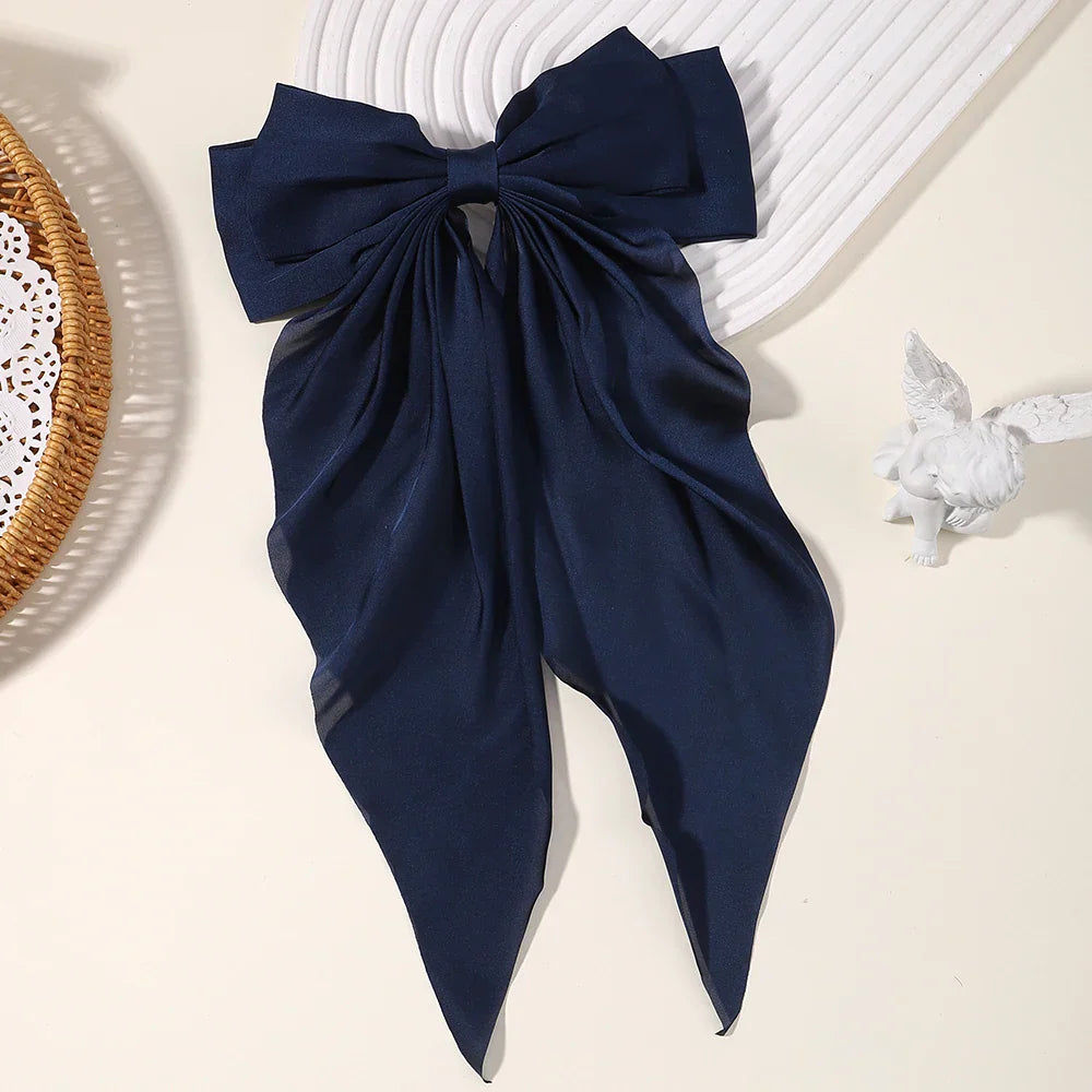 Fashion Two-layers Bowknot Streamer Hairpin Woman Girl Satin
