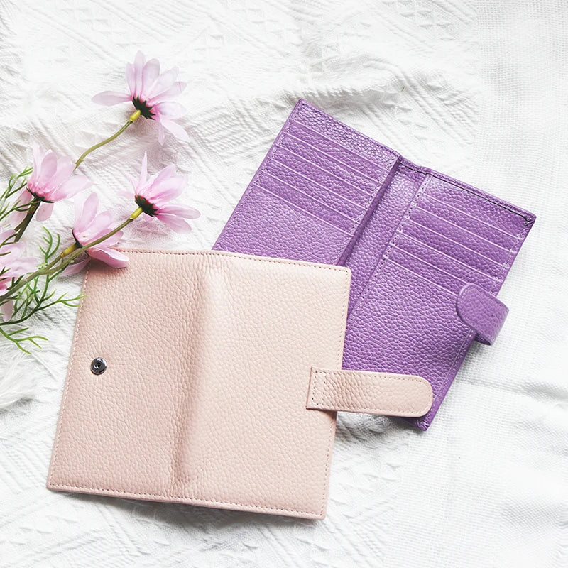 Genuine Leather Luxury Design Card Holder For Woman Custom Letters Large Capacity Vintage Wallet Fashion Business Christmas Gift