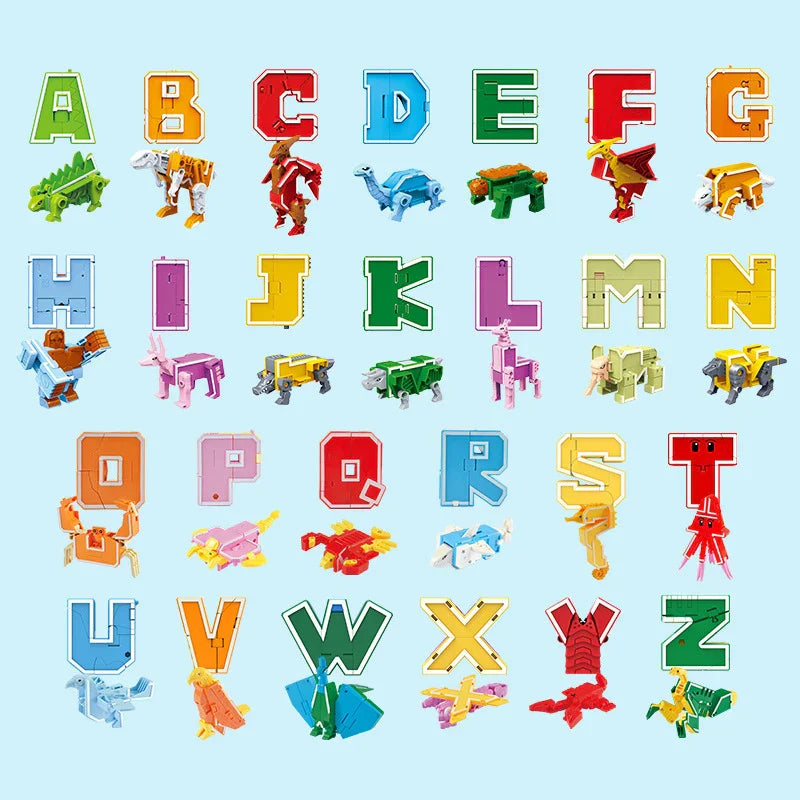 26 GUDI English Letter Alphabet Transformation Robot Dinosaur