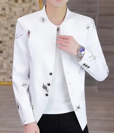 HOO 2024 Youth Slim blazer Men Fashion Casual