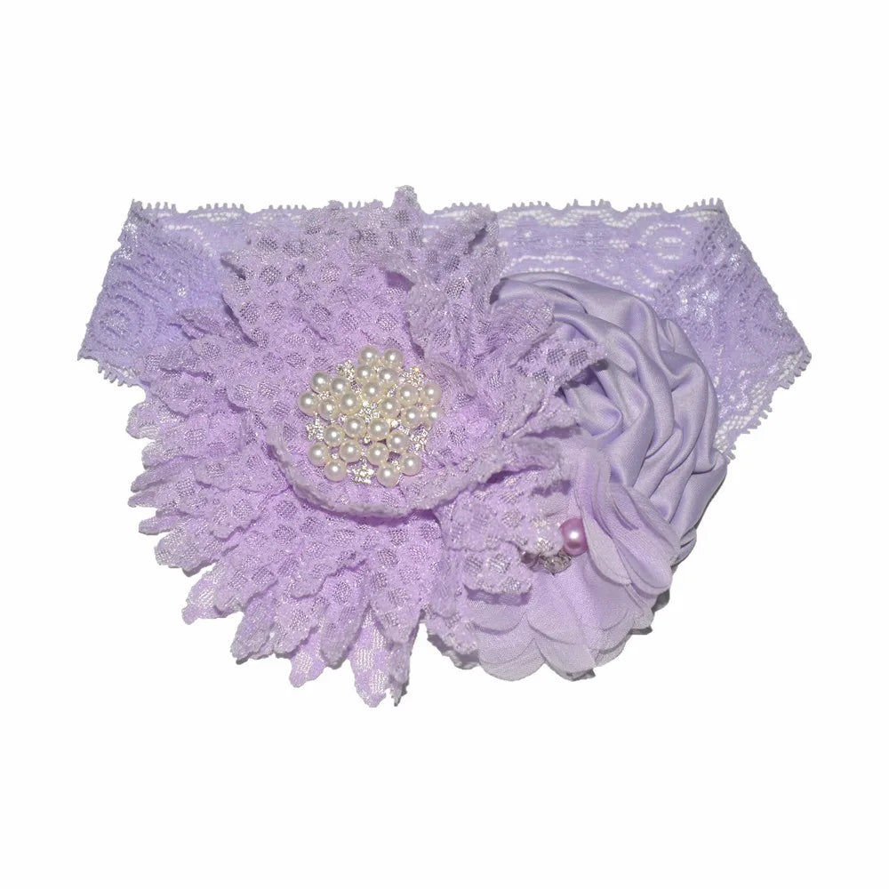 Baby girls Flower Headband Newborn Infant Pearl Flowers