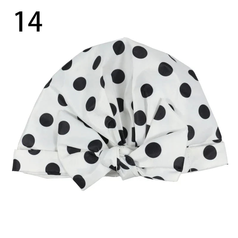 Waterproof Cap Elastic Bow Nightcap For Women Satin