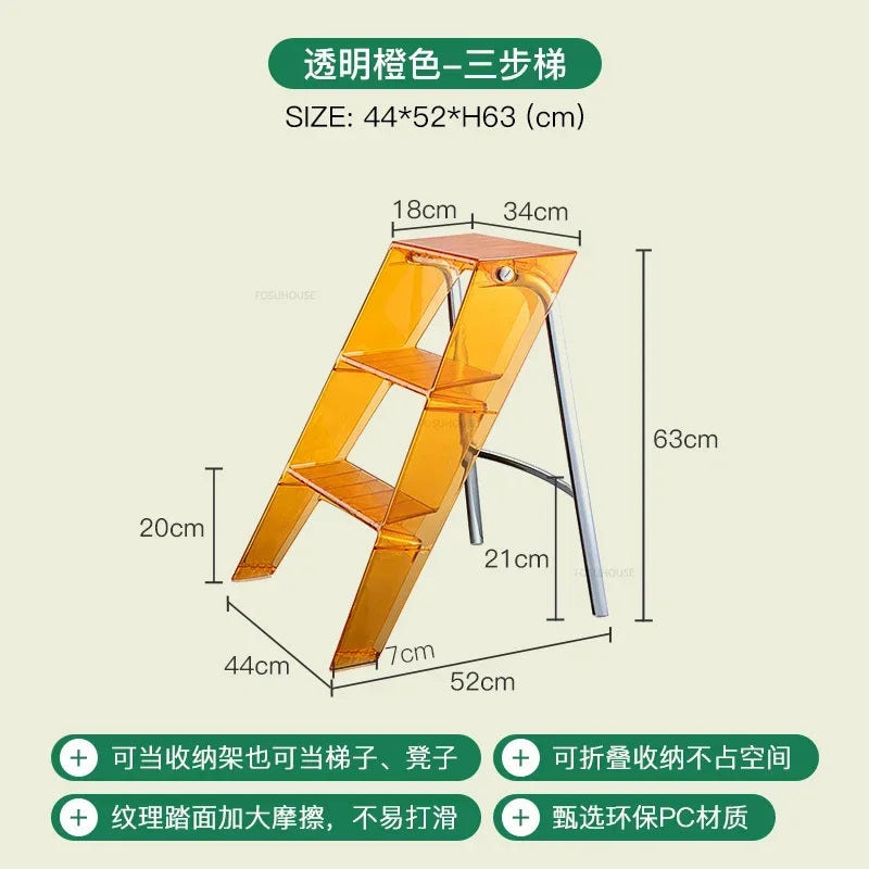 Modern Home Folding Ladder Transparent Acrylic Step Ladders