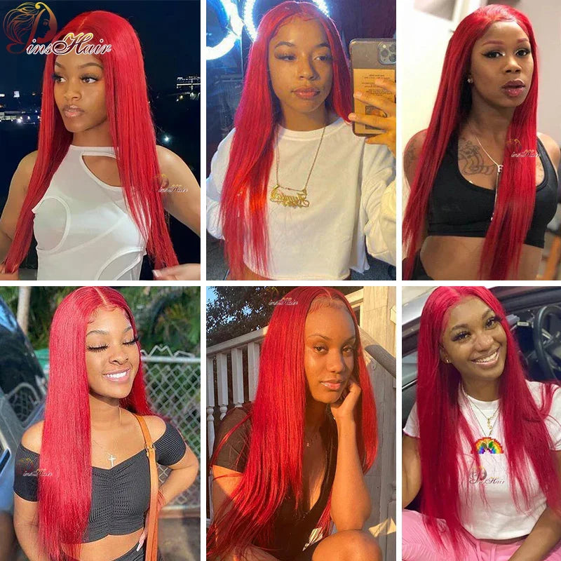 Hot Red Straight 13x6/13x4 Lace Front Wig Brazilian