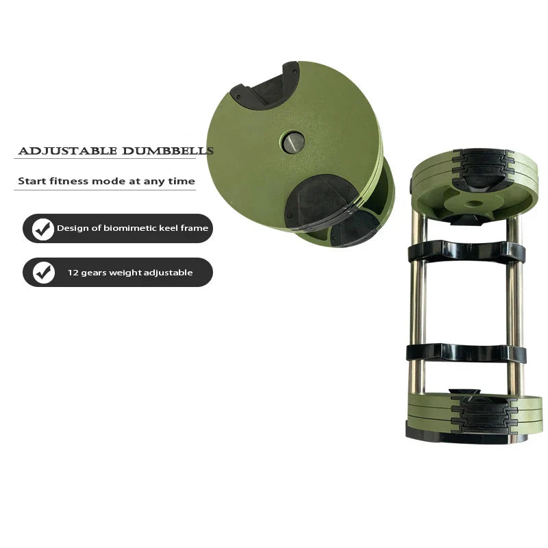 Adjustable Iron Steel Dumbbell, Weight Disc, 1 Second
