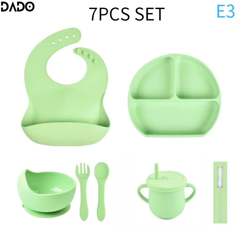 Baby Feeding Set Silicone Suction Bowls Divided Plates