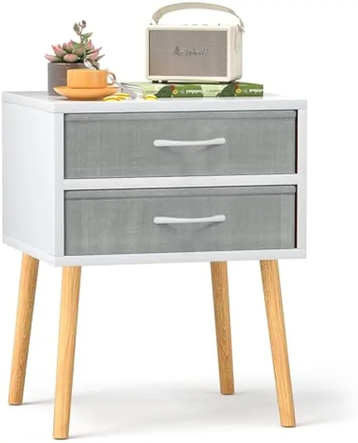 Nightstand with Drawer, Modern White Night Stand Solid