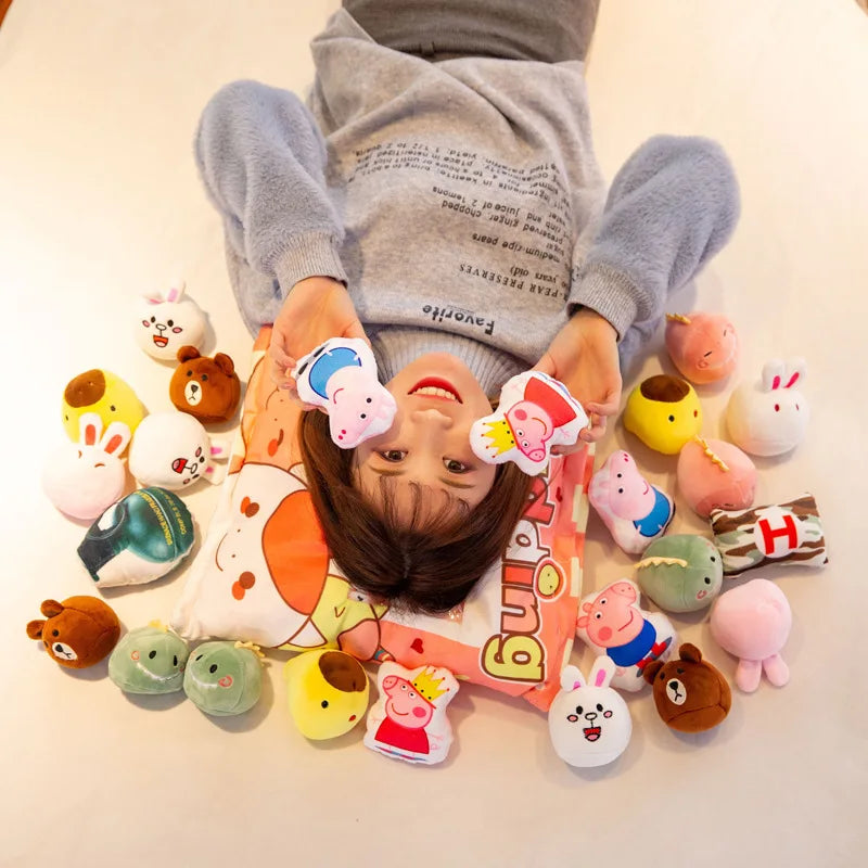 Cartoon a bag of snacks doll throw pillow