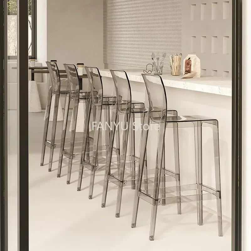 Nordic Acrylic Transparent Bar Chairs Modern Backrest Household