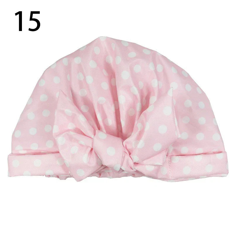 Waterproof Leopard Print Cap Elastic Bow Nightcap Women