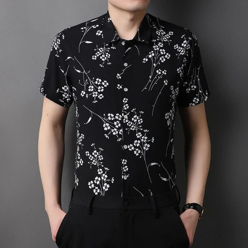 Summer Shirts for Men Short Sleeve Striped Vintage