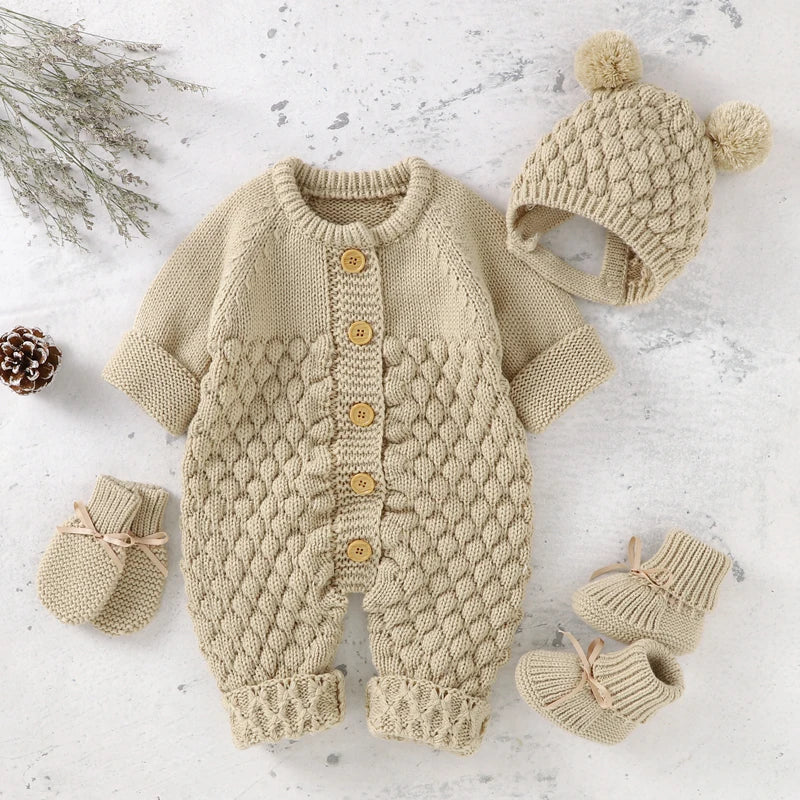 Baby Rompers Clothes Autumn Winter Knitted Newborn Boys