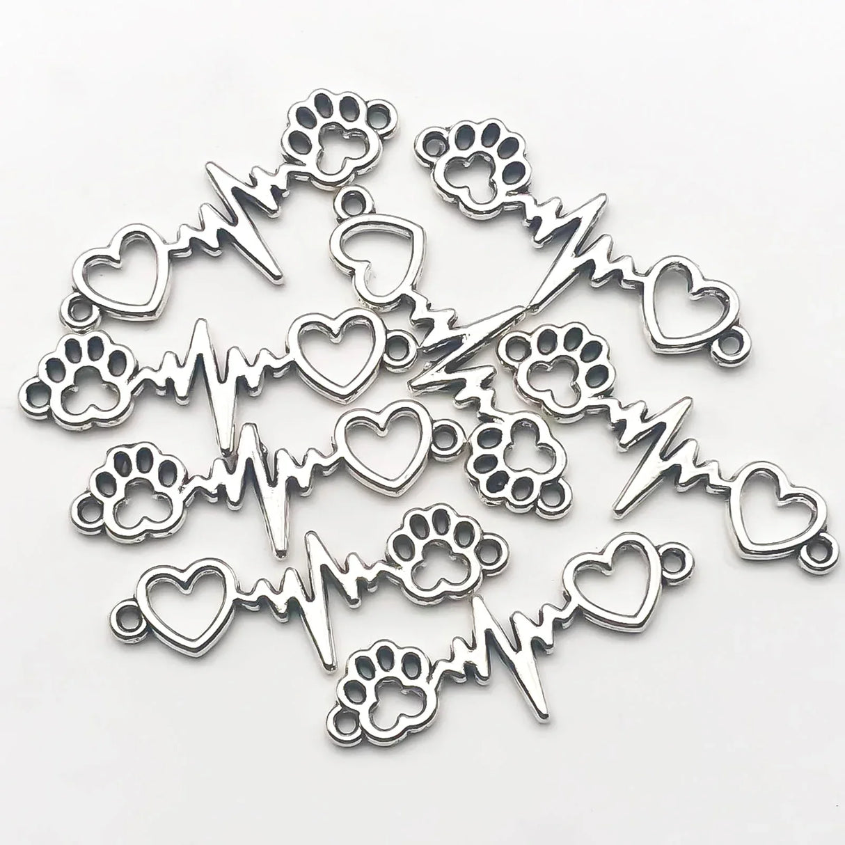 102030pcs Antique Silvery Color Charms Dog Claw Love