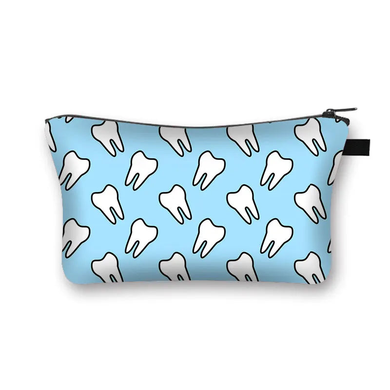 Cartoon Teeth and Tooth Fairy Print Cosmetic Case
