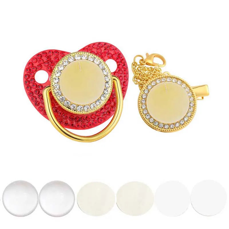 Blank Personalized Baby Pacifier with Chain Clips Covers