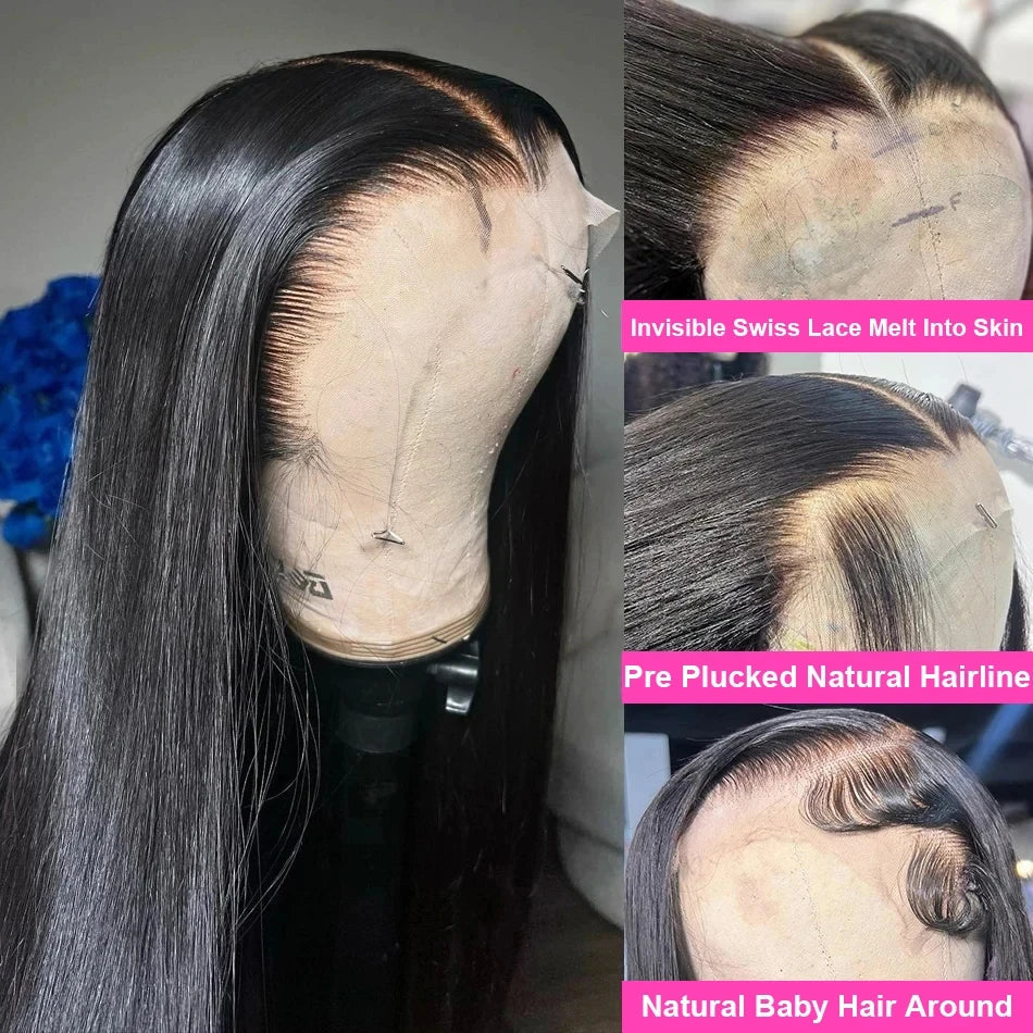 30 40 Inch Straight Lace Front Wigs Glueless