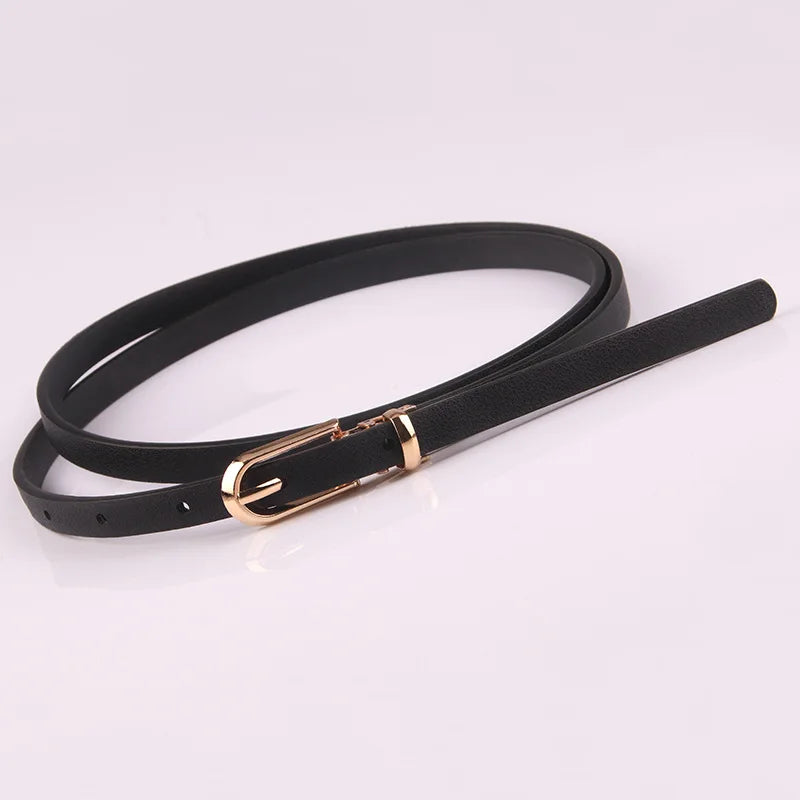 2023 Women Belts New PU Leather Simple Metal