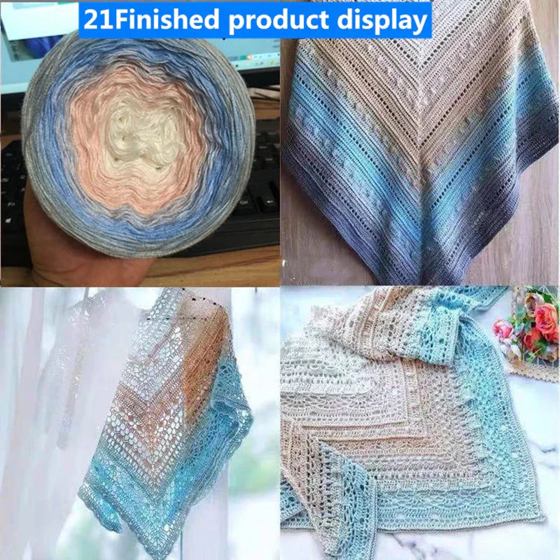 300g Cake Gradient Color Crocheted Shawl Blanket DIY