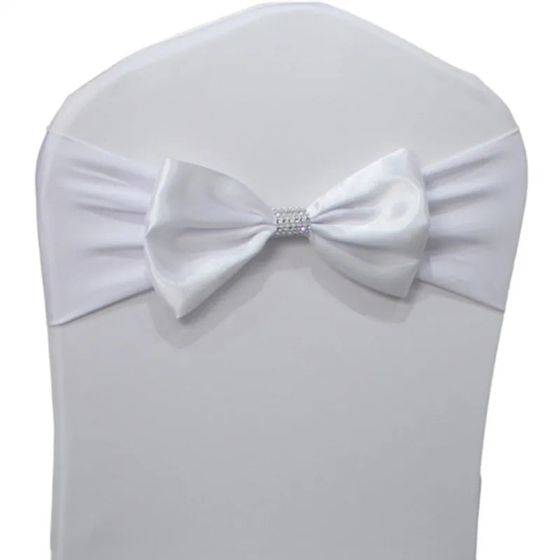 10pcs/50pcs Free Tie Wedding Satin Chair Sash Elastic