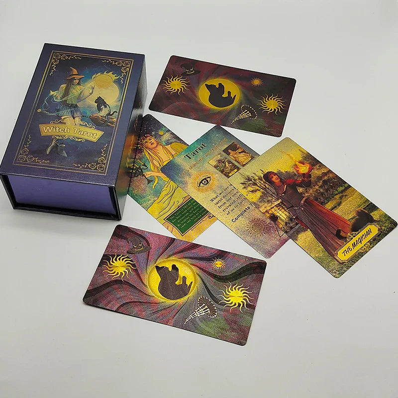 Fancy Design Gold Foil Tarot Cards Mysterious Witch
