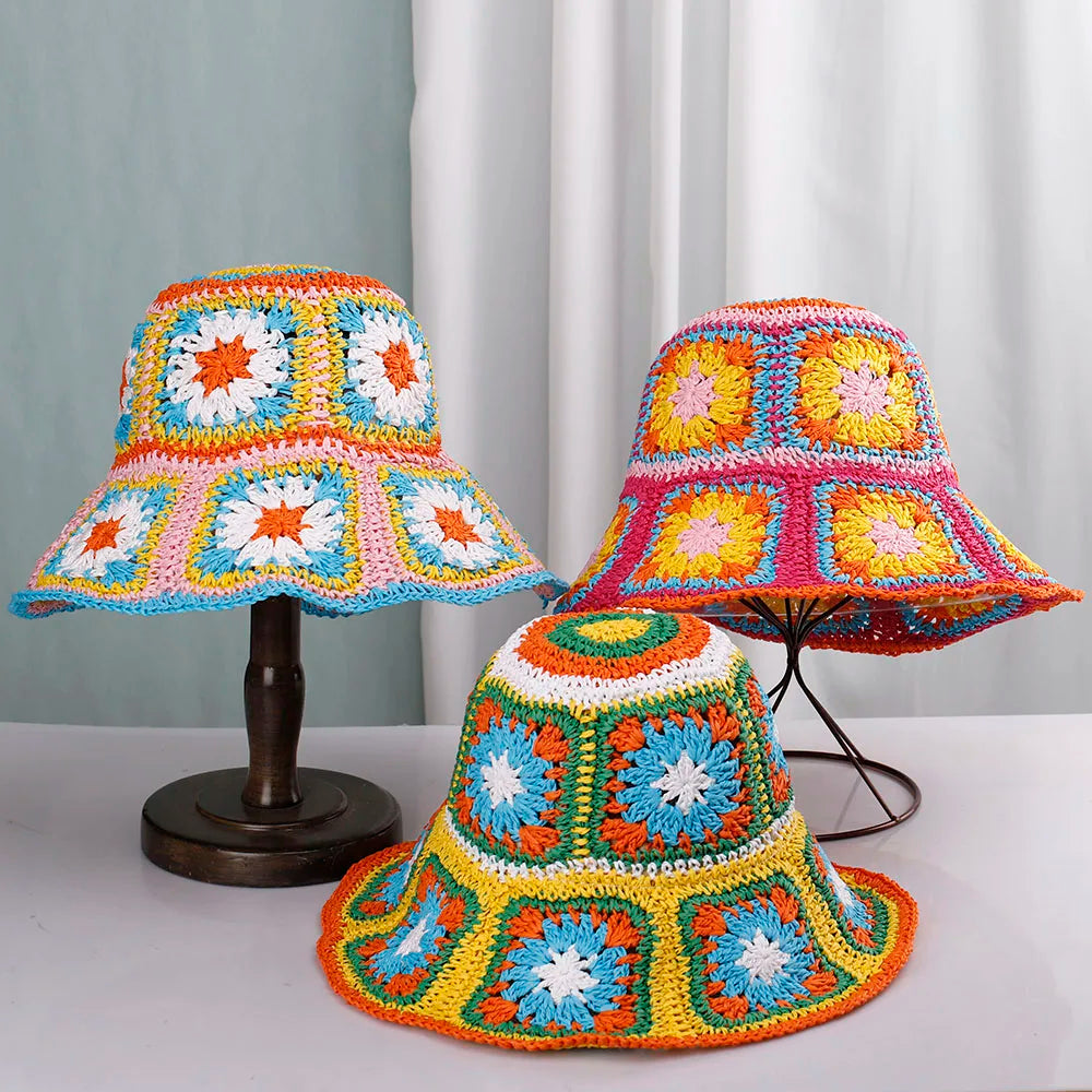 NEW 2022 Womens Straw Hats crochet hat bucket