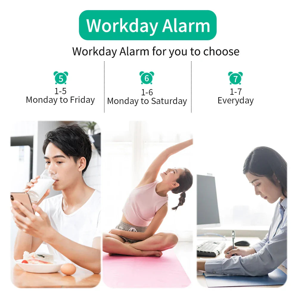 180° Arm Projection Alarm Clock - Digital Time & Temperature, Snooze Function, 12/24H USB LED Clock