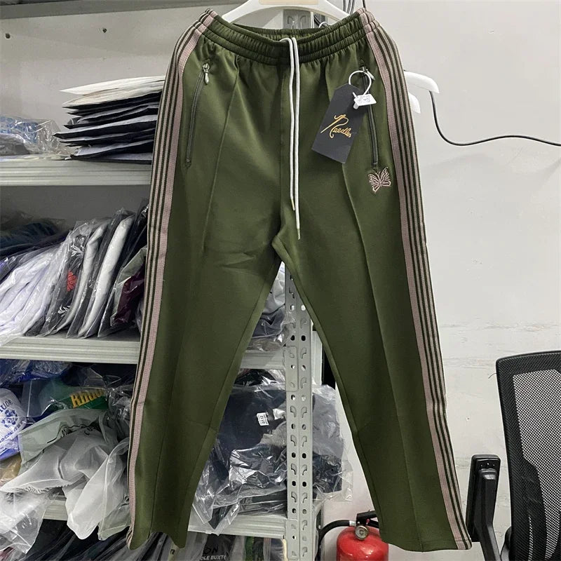 New Army Green Needles Pants Men Women 1:1