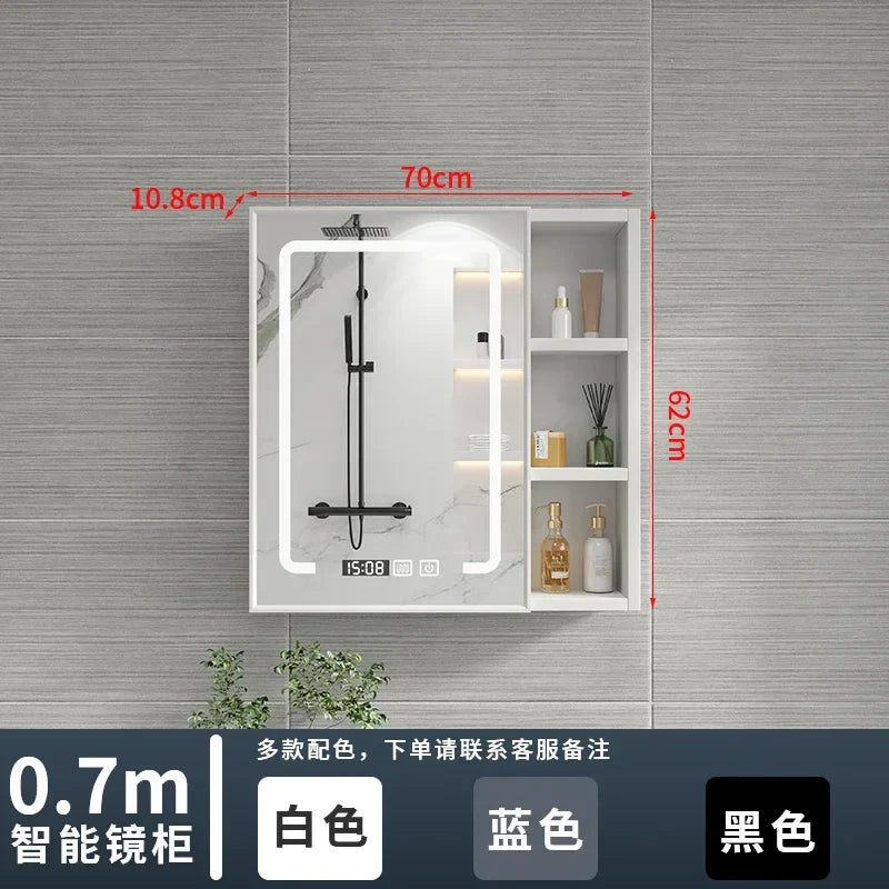 Italian Aluminum Alloy Smart Bathroom Mirror Cabinets Luxury