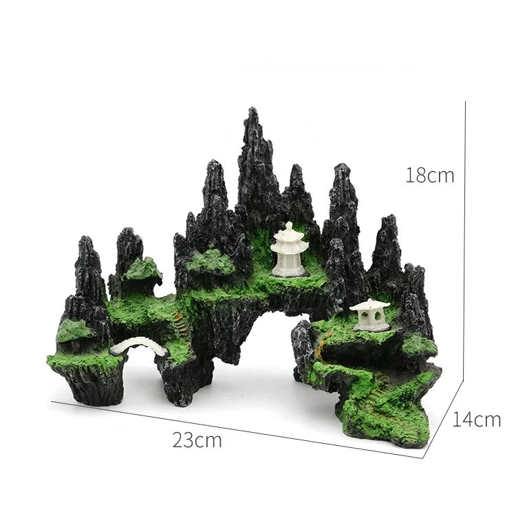 Large Resin Aquarium Fish Tank Mountain View Oranment