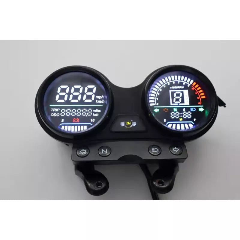 MOTOQUEEN Motorcycle Speedometer Odometer ybr125 LED Digital RPM USB Phone Charge Waterproof Gauge Instrument With Bracket