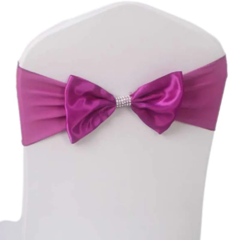 10pcs/50pcs Free Tie Wedding Satin Chair Sash Elastic