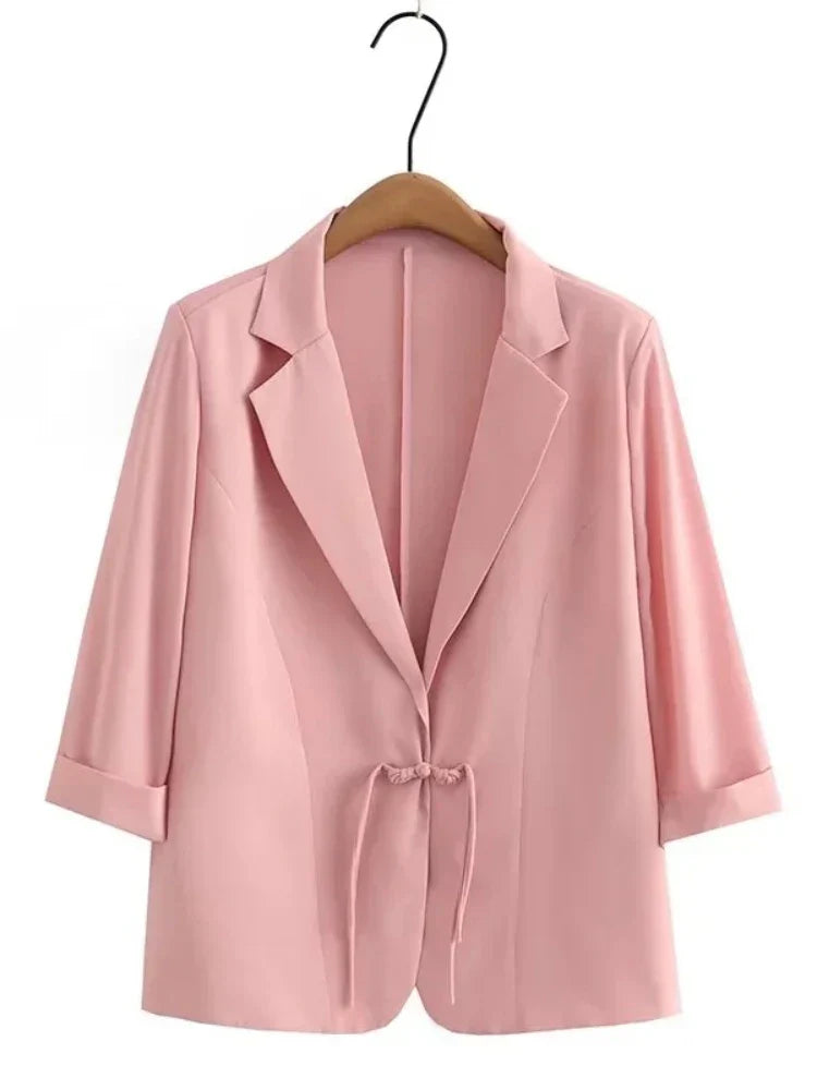 Loose Outwear for Women Notched Collar Chic Elegant