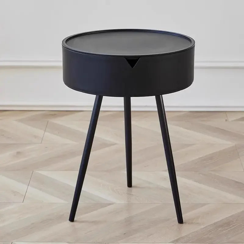 Cream style round bedside table modern bedroom storage