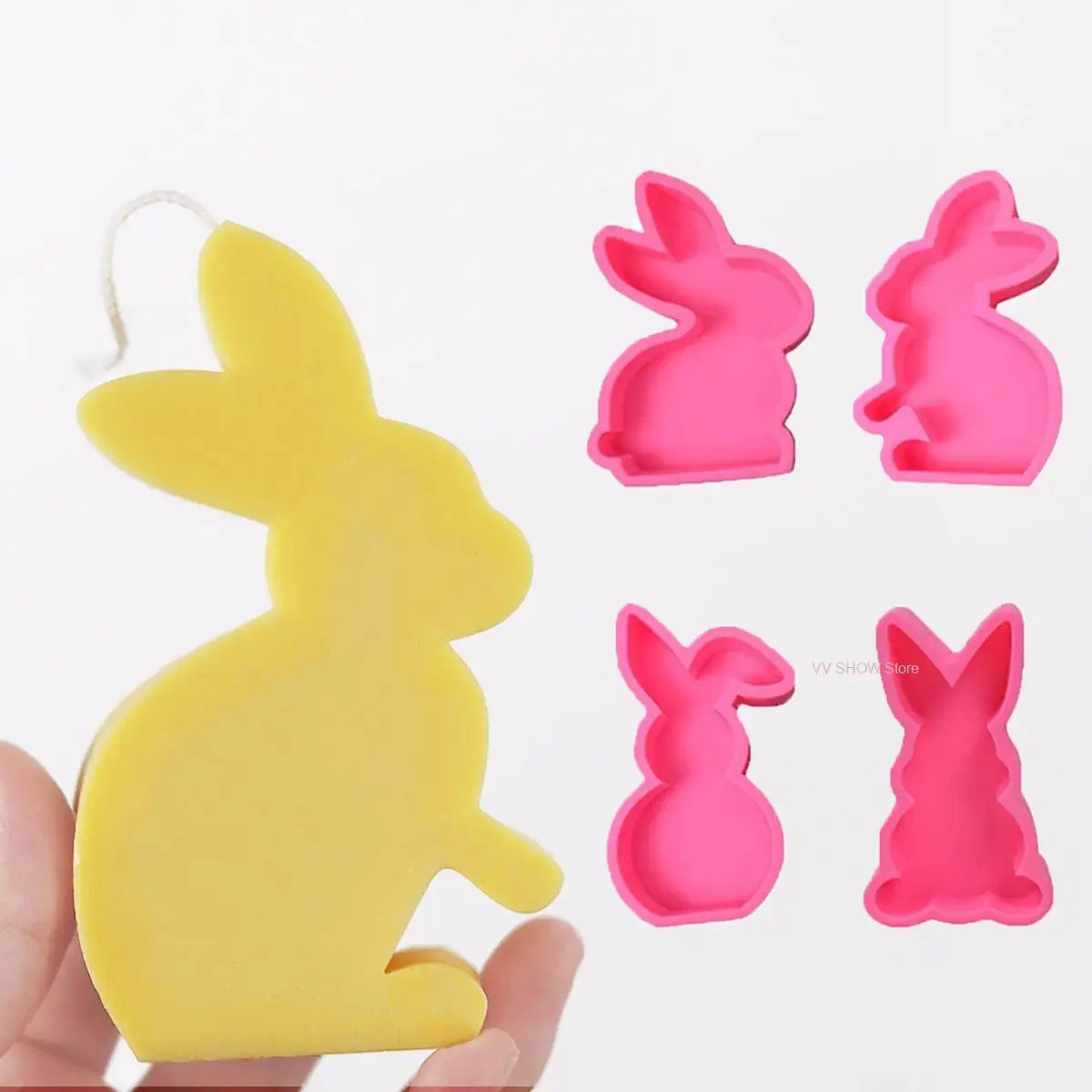 Cute Squatting Rabbit Silicone Mold 3D Animal Candle