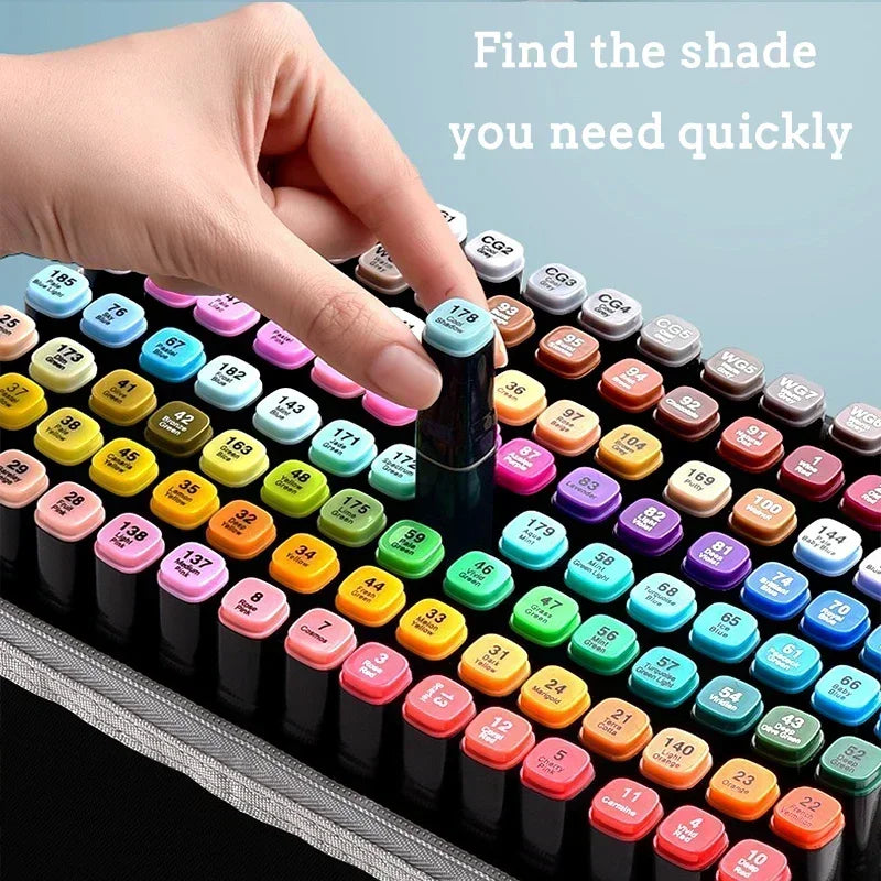 168 Color Marker Pen Set Manga Double-Headed Comic