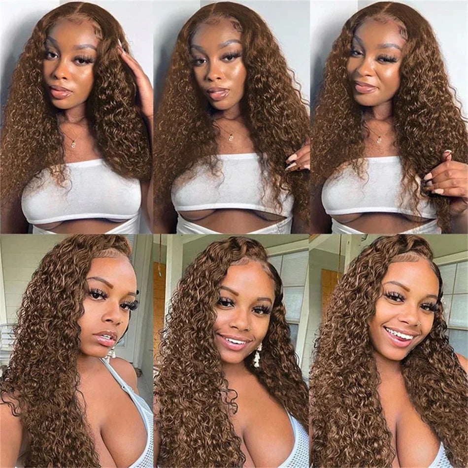 13x4 Glueless Deep Curly Chocolate Brown Lace Front
