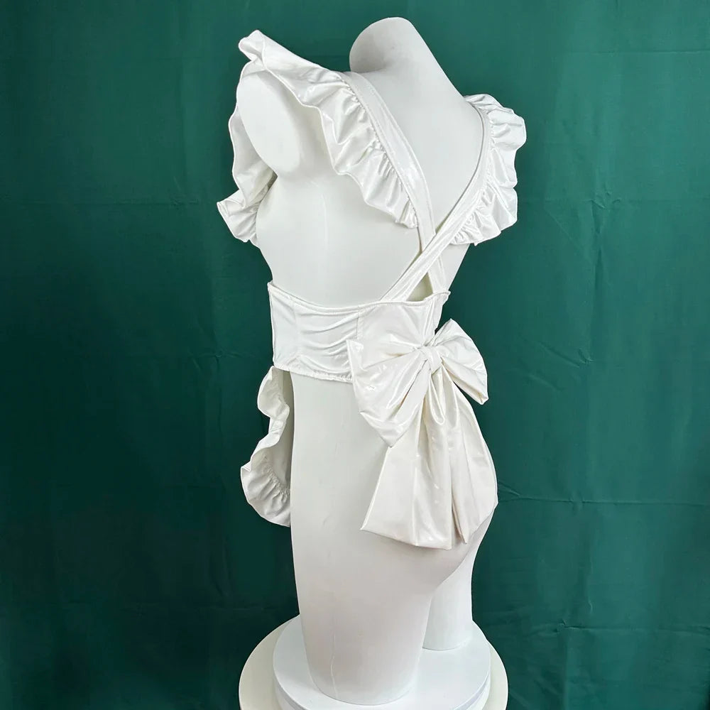 AniLV Women Anime Coffee Waiter Maid Uniform White