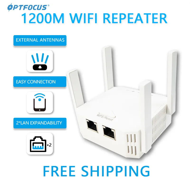 OPTFOCUS 2.4G 5G WiFi Repeater 2 LAN 300