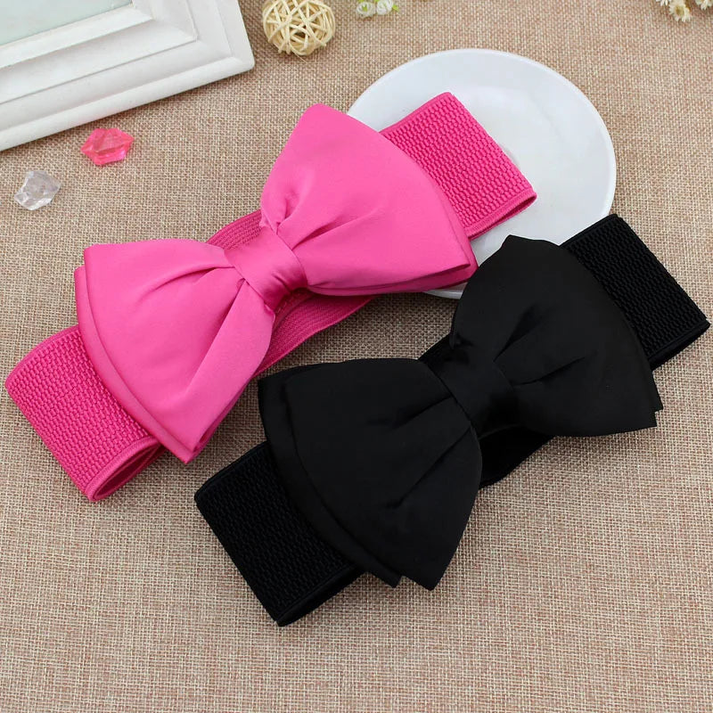 New Fashion Women Bowknot Cummerbunds Elastic Bow Wide