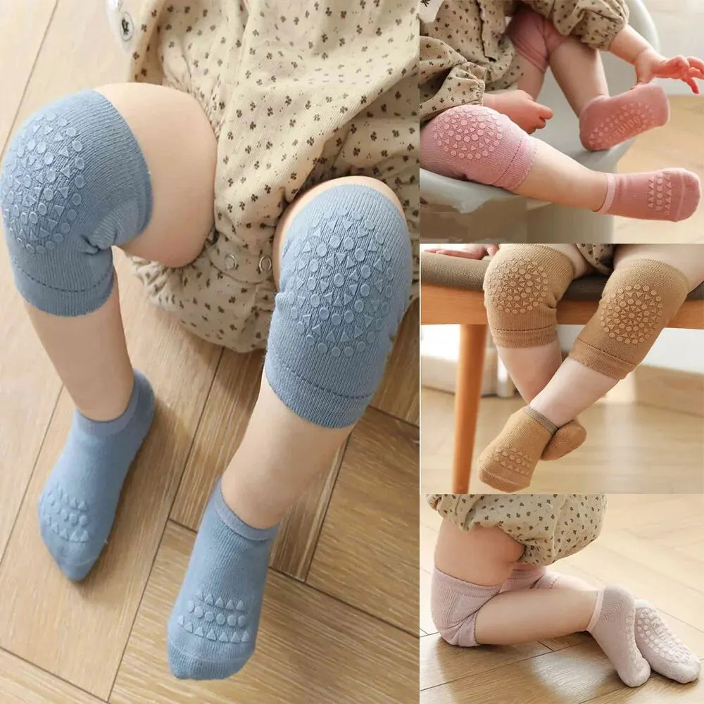2Pcs/Set Baby Knee Pads+Socks Solid Anti-Slip Kids Crawling