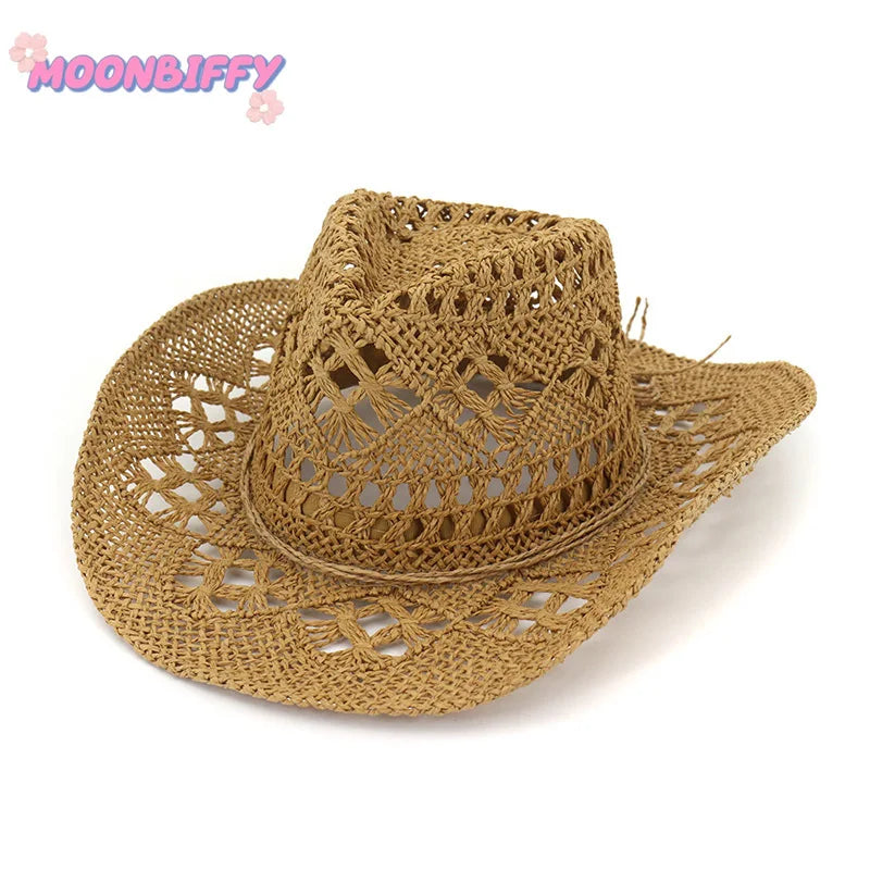 Spring and Summer New Hollow Cowboy Hat Hand-woven