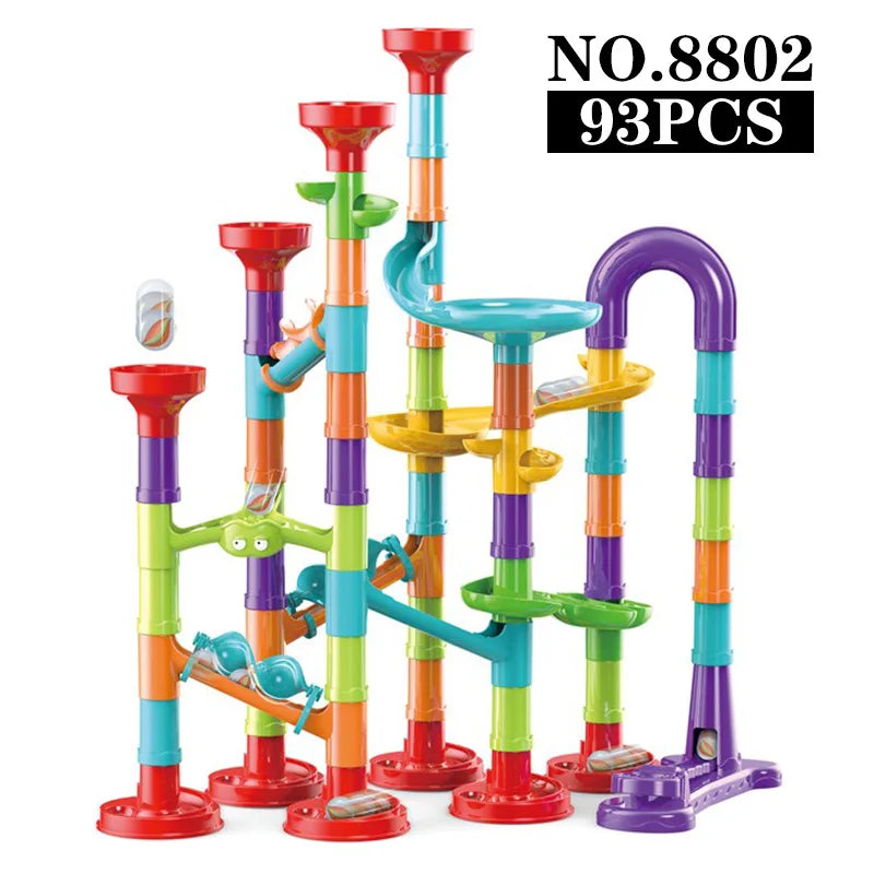 45-142PCS DIY Track Blocks Construction Marble Run Race