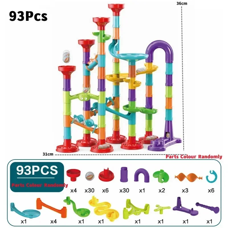 50/197Pcs Children Diy Game Marble Run Race Track