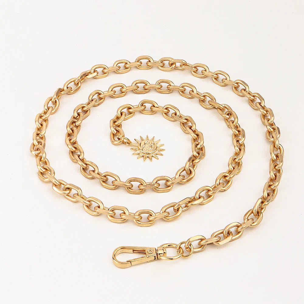 Sun Pendant Waist Chain old gold thin Waist