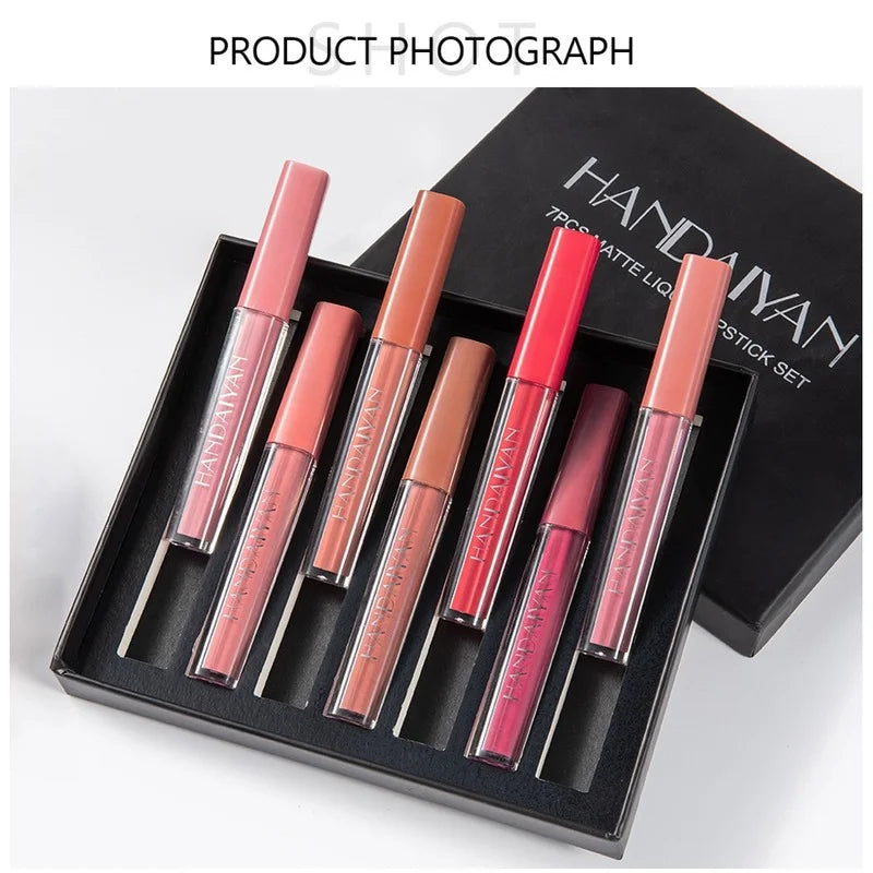 7-Color Matte Velvet Lip Gloss Glaze Waterproof Lasting