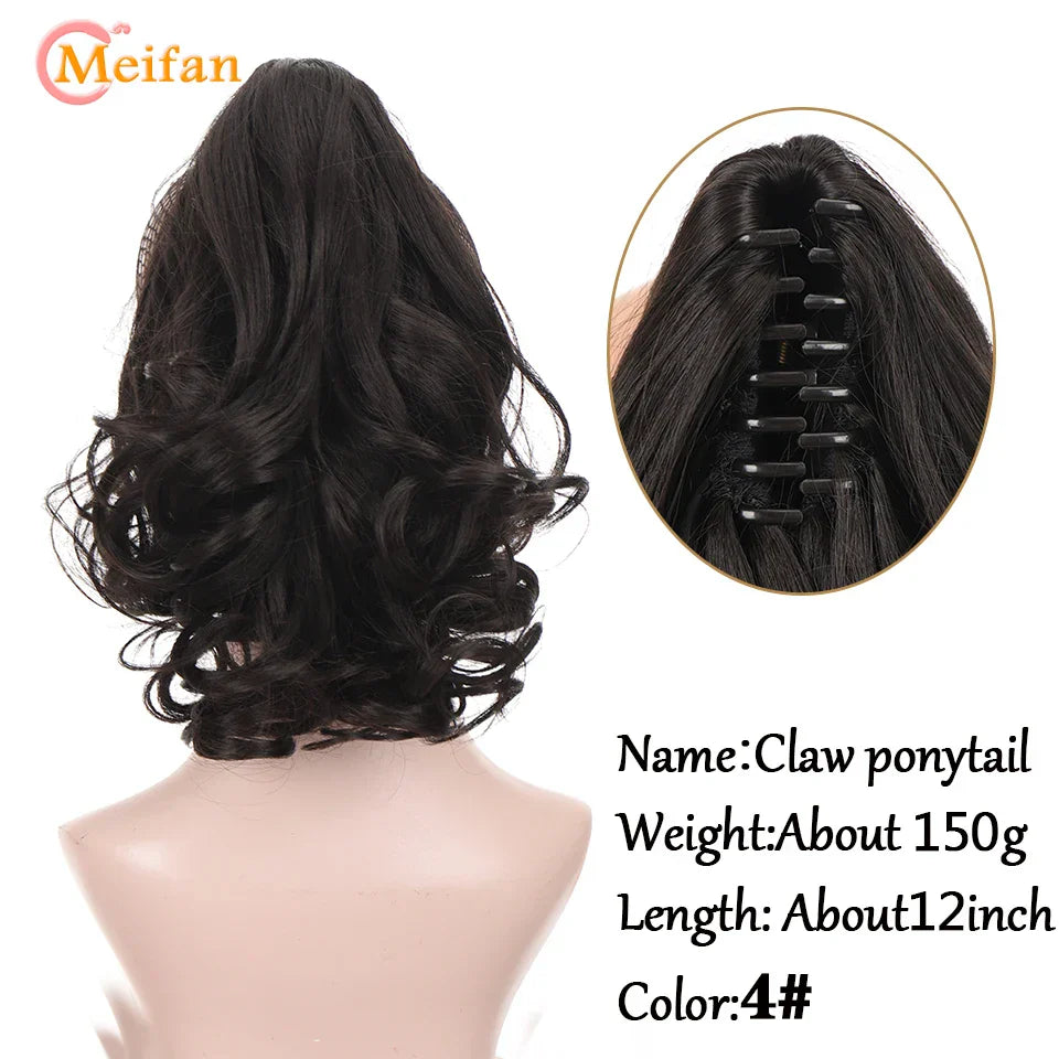 MEIFAN Long Synthetic Wavy Clip in Hair Ponytail